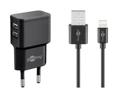 Goobay Apple Lightning dvigubo įkrovimo rinkinys 2,4 A [juodas]