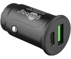 Goobay dvigubas USB automobilinis greitas įkroviklis USB-C™ PD (maitinimas)