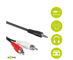 „Goobay“ garso adapterio laidas AUX [3,5 mm lizdas su stereofoninio „Cinch“ kištuku, 15 m]