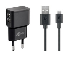 „Goobay Micro USB“ dvigubo įkrovimo rinkinys 2,4 A [juodas]