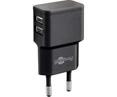 „Goobay Micro USB“ dvigubo įkrovimo rinkinys 2,4 A [juodas]
