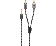 Kabelis audio Jack - 2x RCA Goobay Plus TEXTIL 5m