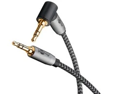 Kabelis Goobay AUX garso pajungimo laidas, 3,5 mm stereo, 90, 1 m, Sharkskin Pilkas - Laido ilgis 1 m