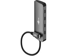 „Goobay Slim“ 4 prievadų USB šakotuvas, USB-C į USB-C, 10 Gbit/s, Pilkas | 76565
