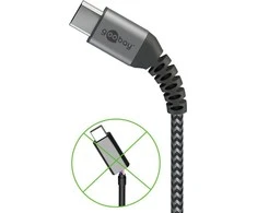 Goobay | Tekstilinis USB-C į USB-C laidas su metaliniais kištukais | 49302 | USB-C į USB-C USB-C kištukas | USB-C vyr