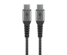Goobay USB-C į USB-C su metalinėmis jungtimis, pilka, 0,5m