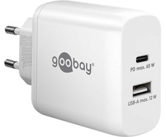 Įkroviklis Goobay Podwójna szybka kroviklis USB-C PD (65 W) balta