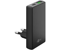 Įkroviklis Goobay Dvigubas greitas USB-C™ PD GaN 90° plokščias įkroviklis (45 W) Juodas