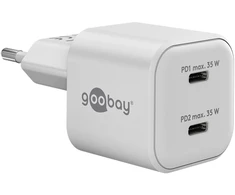 Įkroviklis Goobay Podwójna szybka kroviklis USB-C™ PD GaN Nano (35 W) balta - Wersja kolorystyczna balta