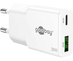 Goobay Dvigubas USB-C™ PD GaN plonas greitasis įkroviklis (20 W)