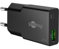 Goobay Dvigubas USB-C™ PD GaN plonas greitasis įkroviklis (20 W)