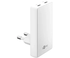 Įkroviklis Goobay Dvigubas USB-C PD GaN 90 Plokščias Greitas Įkroviklis (45W) Baltas