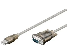 Goobay USB nuoseklusis RS232 keitiklis, skaidrus 1,5 m, USB 2.0 jungtis (A tipas) > D-SUB/RS-232 jungtis (9 kontaktų)