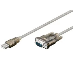 Wentronic Goobay USB nuoseklusis RS232 keitiklis, skaidrus 1,5 m, USB 2.0 jungtis (A tipas) > D-SUB/RS-232 jungtis (9 kontaktų)