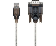 Wentronic Goobay USB nuoseklusis RS232 keitiklis, skaidrus 1,5 m, USB 2.0 jungtis (A tipas) > D-SUB/RS-232 jungtis (9 kontaktų)