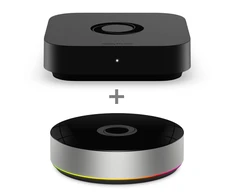 „Homey Pro mini“ ir „Homey Bridge“ – juodos spalvos su matiniu paviršiumi, „Zigbee“, „Thread“ ir LAN / per „Homey Bridge“ taip pat „Zigbee“, „Z-Wave“, „Bluetooth“, 433 MHz ir infraraudonųjų spindulių