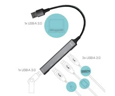 I-TEC USB 3.0 metalinis HUB 1x USB 3.0 3x USB 2.0 be maitinimo adapterio