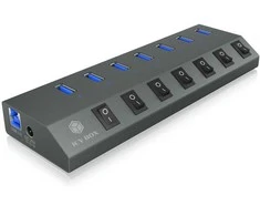 Icy Box RaidSonic ICYBOX IB-HUB1701-C3 7 prievadų šakotuvas su USB 3.0 Type-C ir Type-A sąsaja bei BC 1.2 palaikymu