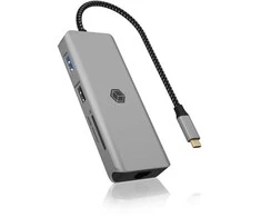 Icy Box Doko stotelė IB-DK4012-CPD 9w1, 2x HDMI, 4K60Hz, 3xUSB, 100W PD,LAN, Skaitytuvas kart