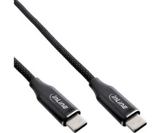 InLine® Magnetic USB-C cable, USB-C male/male, 100W, juodas, 1.5m