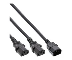 Maitinimo kabelis InLine F 1x IEC- C14 - 2x IEC- C13 1m tipas