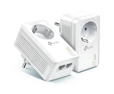 TP-LINK | AV1000 2-port Gigabit Passthrough Powerline Starter Kit | TL-PA7027P RINKINYS | 10/100/1000 Mbit/s | Ethernet LAN (RJ-45) jungtys 2 | Nėra „Wi-Fi“ | Papildomas lizdas