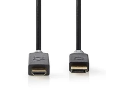 Nedis Displayport-Kabelis DisplayPort Stecker | HDMI™ Stecker DisplayPort Stecker | HDMI™ Stecker | 4K@30Hz | Vergoldet | 1.00 m | Rund | PVC | Anthrazi