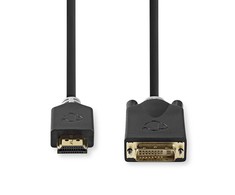 Nedis HDMI™ kabelis | HDMI™ jungtis | DVI-D 24+1 kontaktų jungtis 1080p | Paauksuotas | 2,00m | Tiesus | PVC | Antracitas | Pakuotė su langu ir Eu