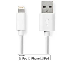 Nedis kabelis USB 2.0 | Apple Lightning 8 kontaktų | USB-A jungtis, balta