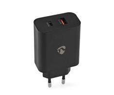 Nedis Netzladegerät 65 W Schnellladefunktion 2.0 2.25 A - Anzahl der Ausgänge: 2, USB-A, USB-C™, Automatische Spannungswahl