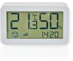 Oro drėkintuvas Nedis ZBSC30WT, Baltas, Patalpų higrometras, Patalpų termometras, Higrometras, Termometras, Higrometras, Termometras, Plastikinis, 0 - 95%