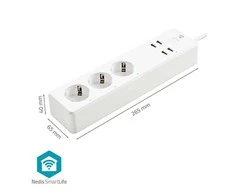 „Nedis Smartlife Power Strip“ – „Smartlife Power Strip“, WLAN, 3 x „Schutzkontakt“, 3680 W, 4 x USB