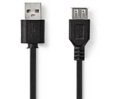 Kabelis USB Nedis USB-A - USB-A 1 m Juodas (CCGL60010BK20)