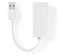 NEDIS USB-Adapteris | USB 3.2 Gen 1 | USB-A Stecker | RJ45 Buchse | 1 Gbps | 0.20 m | rund | Vernickelt | ABS | Weiss | Box