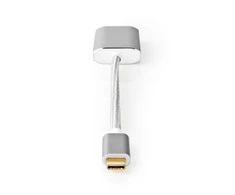 Nedis USB adapteris | USB 3.2 Gen 1 | USB-C™ jungtis | DisplayPort lizdas | energijos tiekimas | 0,20 m | apvalus | Paauksuotas | Pintas / nailonas | sidabras | V