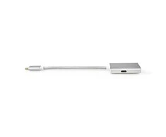 Nedis USB adapteris | USB 3.2 Gen 1 | USB-C™ jungtis | DisplayPort lizdas | energijos tiekimas | 0,20 m | apvalus | Paauksuotas | Pintas / nailonas | sidabras | V