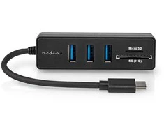 HUB USB Nedis CCGB64250BK01 doko stotelė Przewodowa USB Type-C Juodas