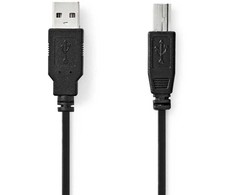 NEDIS USB-Kabelis | USB 2.0 | 2.00 m | USB-A Stecker | USB-B Stecker | 480 Mbps | Vernickelt | rund | PVC | Juodas | Box