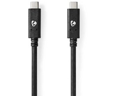 Nedis USB-Kabelis | USB 3.2 Gen 2 | USB-C™ Stecker |USB-C™ Stecker - 100 W | 4K@60Hz | 10 Gbps | Vernickelt | 1.00 m | Rund | PVC | Juodas | Box