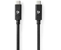 Nedis USB-Kabelis | USB 3.2 Gen 2 | USB-C™ Stecker |USB-C™ Stecker - 100 W | 4K@60Hz | 10 Gbps | Vernickelt | 1.00 m | Rund | PVC | Juodas | Box