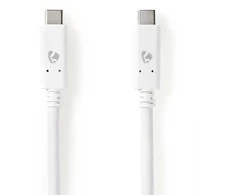 Nedis USB-Kabelis | USB 3.2 Gen 2 | USB-C™ Stecker |USB-C™ Stecker - 100 W | 4K@60Hz | 10 Gbps | Vernickelt | 1.00 m | Rund | PVC | Weiss| Box