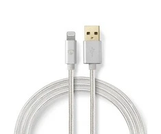 Nedis USB laidas | USB 2.0 | Apple Lightning 8 pin | USB-A vyrelis | 480Mbps | Paauksuotas | 1,00 m | apvalus | Pintas / nailonas | Aliuminis | Pakuotė