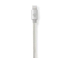 Nedis USB laidas | USB 2.0 | Apple Lightning 8 pin | USB-C™ jungtis | 480Mbps | Paauksuotas | 1,00 m | apvalus | Pintas / nailonas | aliuminis / sidabras |