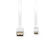 Nedis USB laidas | USB 2.0 | USB-A vyrelis | USB Micro-B jungtis | 480Mbps | Paauksuotas | 1,00 m | butas | PVC | Balta | Pakuotė su peržiūros langeliu