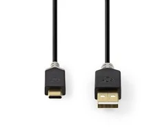 Nedis USB laidas | USB 2.0 | USB-A vyrelis | USB-C™ jungtis | 480Mbps | Paauksuotas | 1,00 m | apvalus | PVC | Antracitas | Pakuotė su peržiūros langeliu