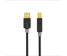 Nedis USB laidas | USB 2.0 | USB-A vyrelis | USB-B jungtis | 480Mbps | Paauksuotas | 2,00m | apvalus | PVC | Antracitas | Pakuotė su peržiūros langeliu