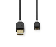 Nedis USB laidas | USB 2.0 | USB-A vyrelis | USB Micro-B jungtis | 480Mbps | Paauksuotas | 1,00 m | apvalus | PVC | Antracitas | Pakuotė su peržiūros langeliu