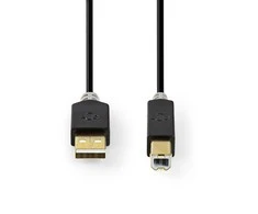 Nedis USB laidas | USB 2.0 | USB-A vyrelis | USB-B jungtis | 480Mbps | Paauksuotas | 2,00m | apvalus | PVC | Antracitas | Pakuotė su peržiūros langeliu