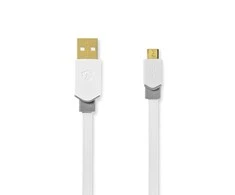 Nedis USB laidas | USB 2.0 | USB-A vyrelis | USB Micro-B jungtis | 480Mbps | Paauksuotas | 1,00 m | butas | PVC | Balta | Pakuotė su peržiūros langeliu
