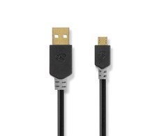 Nedis USB laidas | USB 2.0 | USB-A vyrelis | USB Micro-B jungtis | 480Mbps | Paauksuotas | 1,00 m | apvalus | PVC | Antracitas | Pakuotė su peržiūros langeliu